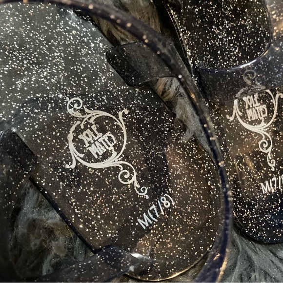 Ladies Sole Mates Black Glitter Rhinestone Sandal - Picture 3 of 4